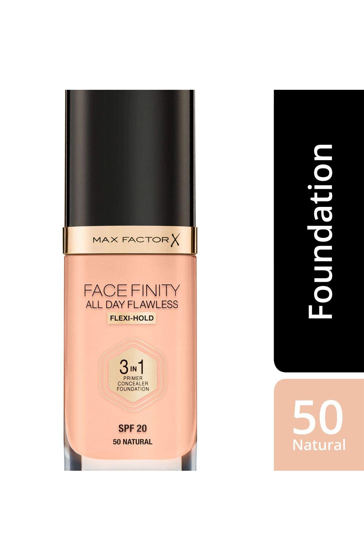 Facefinity All Day Flawless, Liquid Foundation, 3in1, 050 Natural, 30 ml