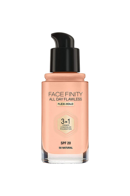 Facefinity All Day Flawless, Liquid Foundation, 3in1, 050 Natural, 30 ml