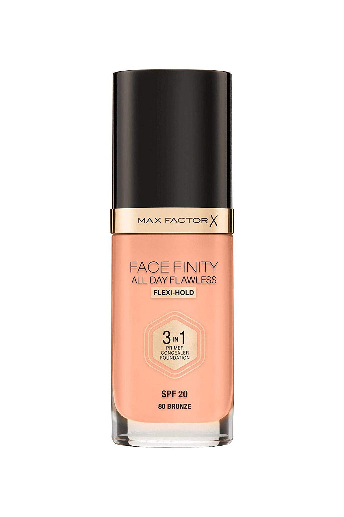 Facefinity All Day Flawless, Liquid Foundation, 3in1, 080 Bronze, 30 ml