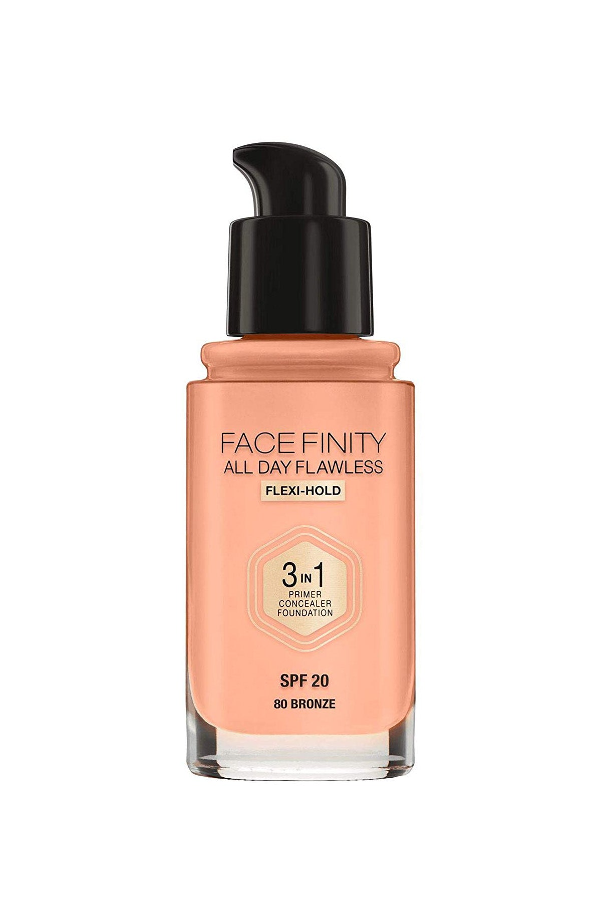 Facefinity All Day Flawless, Liquid Foundation, 3in1, 080 Bronze, 30 ml