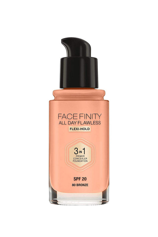 Facefinity All Day Flawless, Liquid Foundation, 3in1, 080 Bronze, 30 ml