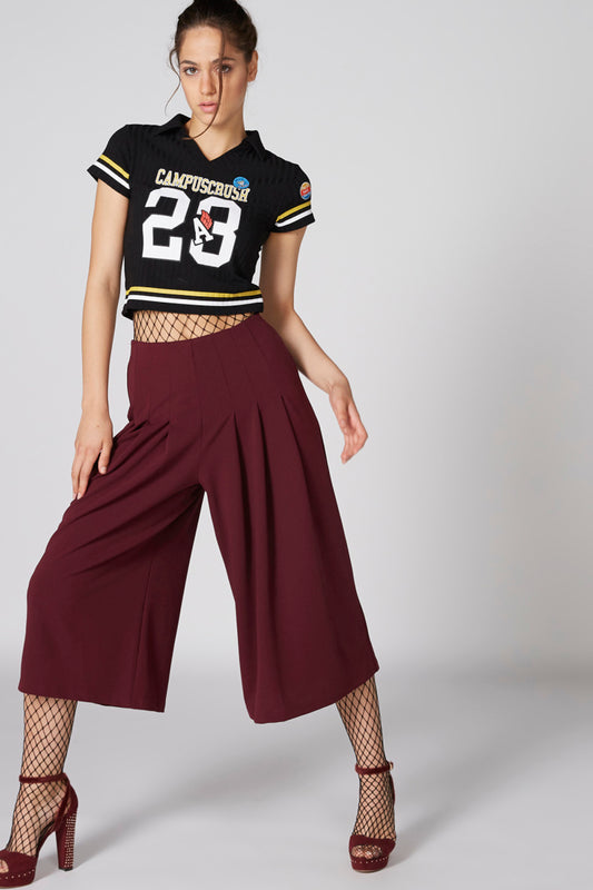 Pleated Culottes with Elasticised Waistband