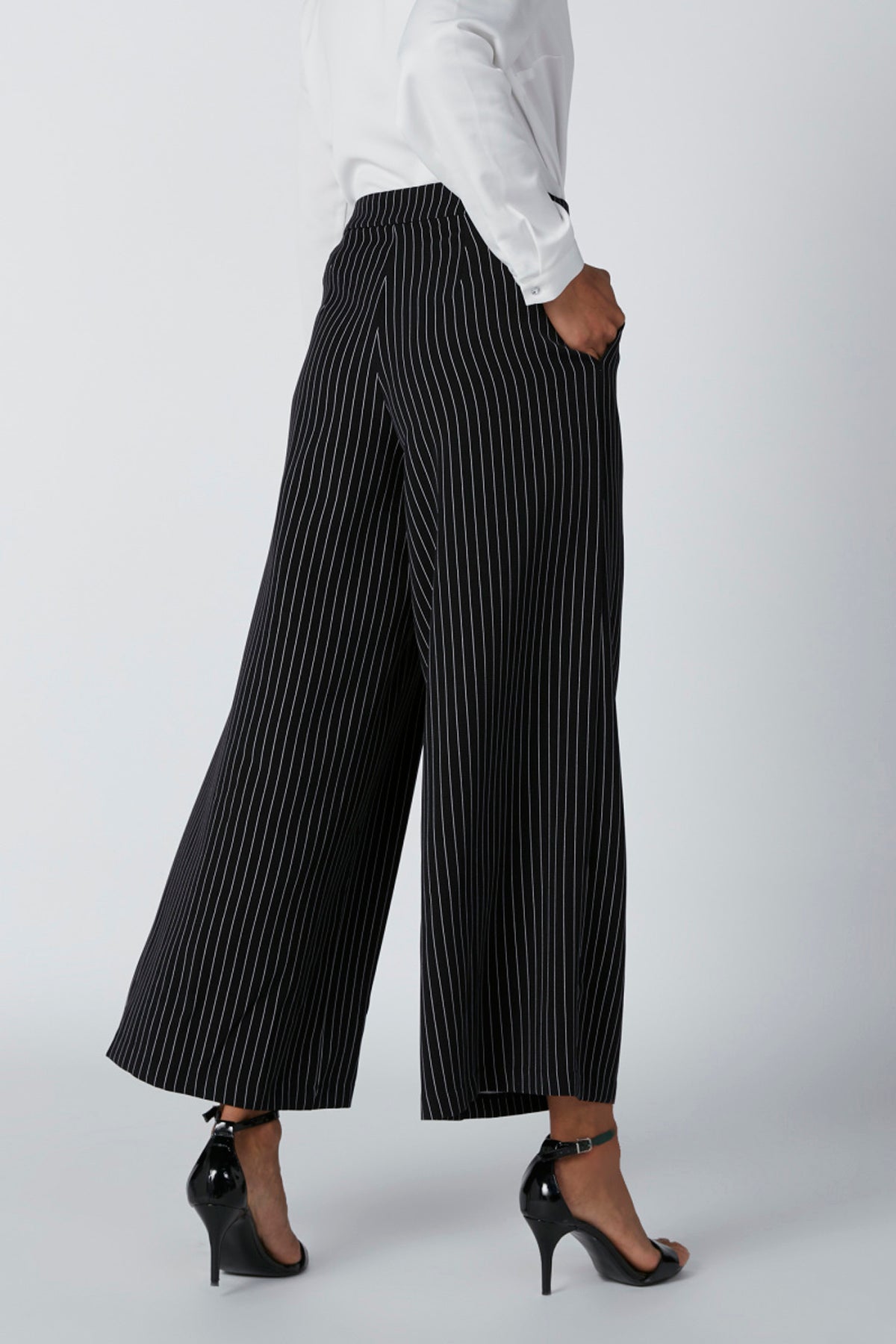 Pinstripe Trousers with Pocket Detail