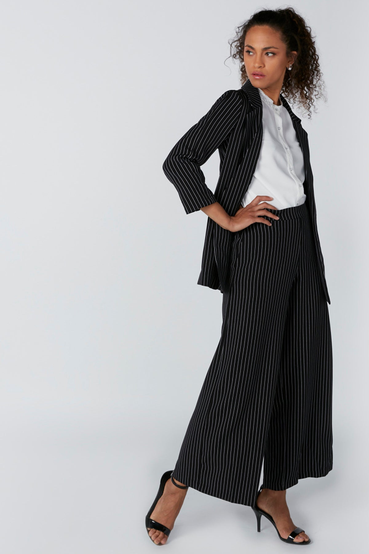 Pinstripe Trousers with Pocket Detail