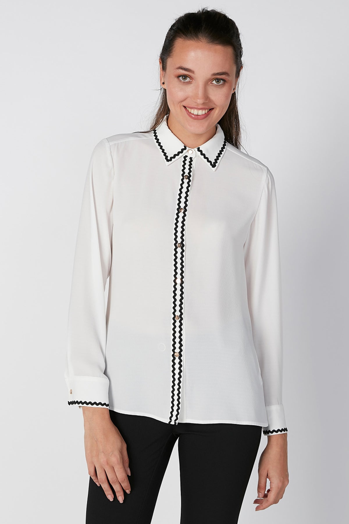 Shirt with Long Sleeves and Complete Placket