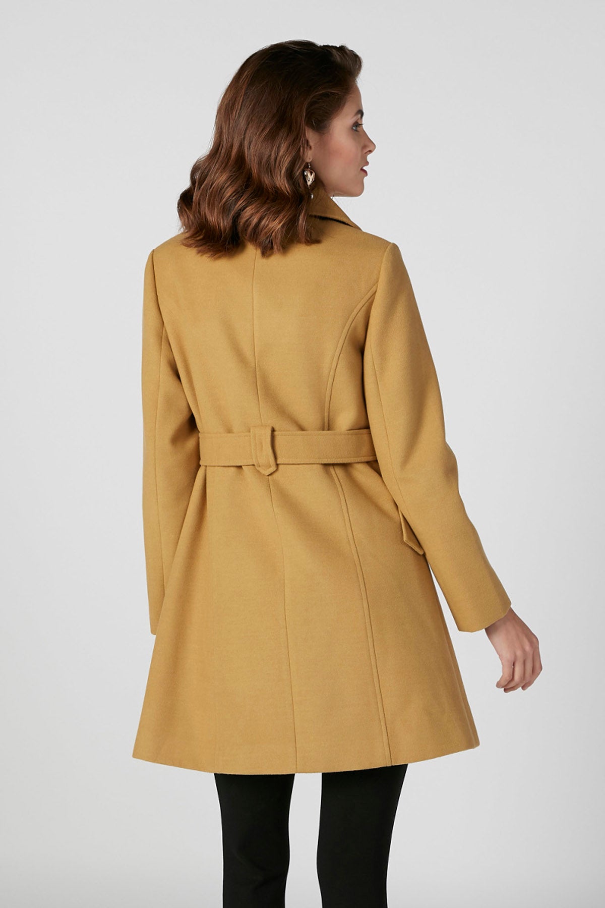 Textured Trench Coat with Long Sleeves and Pocket Detail