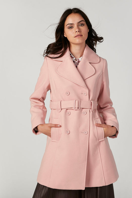 Plain Trench Coat with Long Sleeves and Pocket Detail