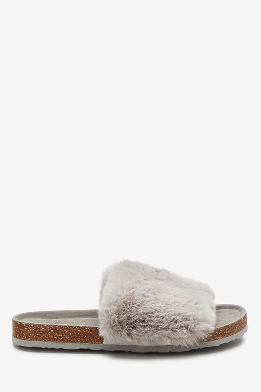 Cork Faux Fur Sliders