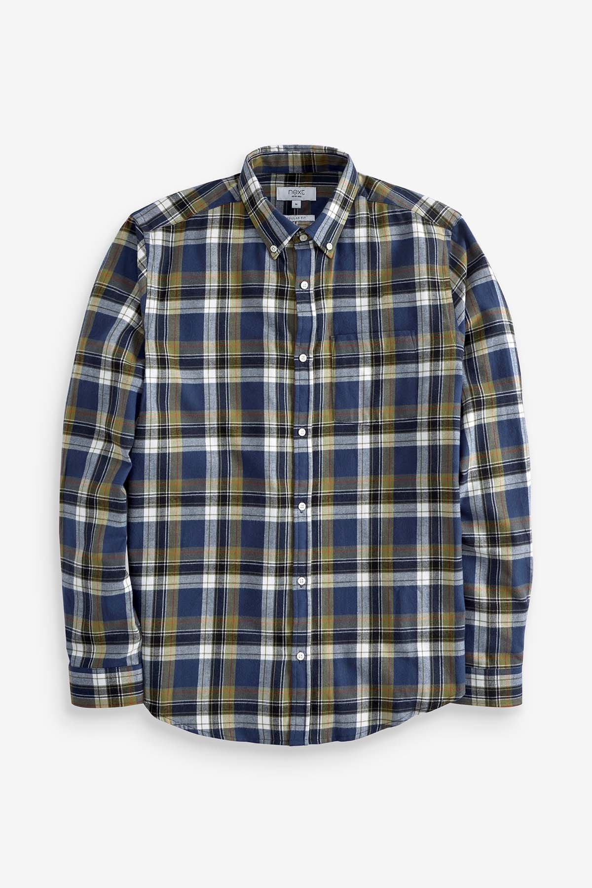 Brushed Flannel Check Long Sleeve Shirt