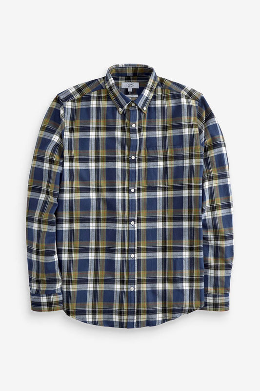 Brushed Flannel Check Long Sleeve Shirt