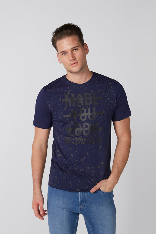 Printed T-Shirt with Crew Neck and Short Sleeves