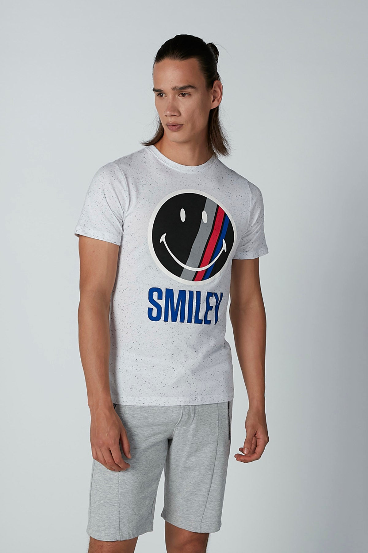 Smiley World Printed T-shirt with Round Neck and Short Sleeves