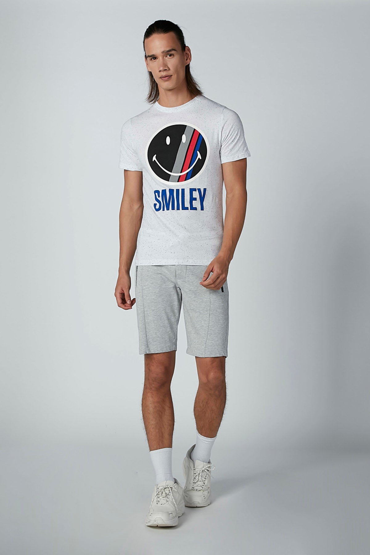 Smiley World Printed T-shirt with Round Neck and Short Sleeves