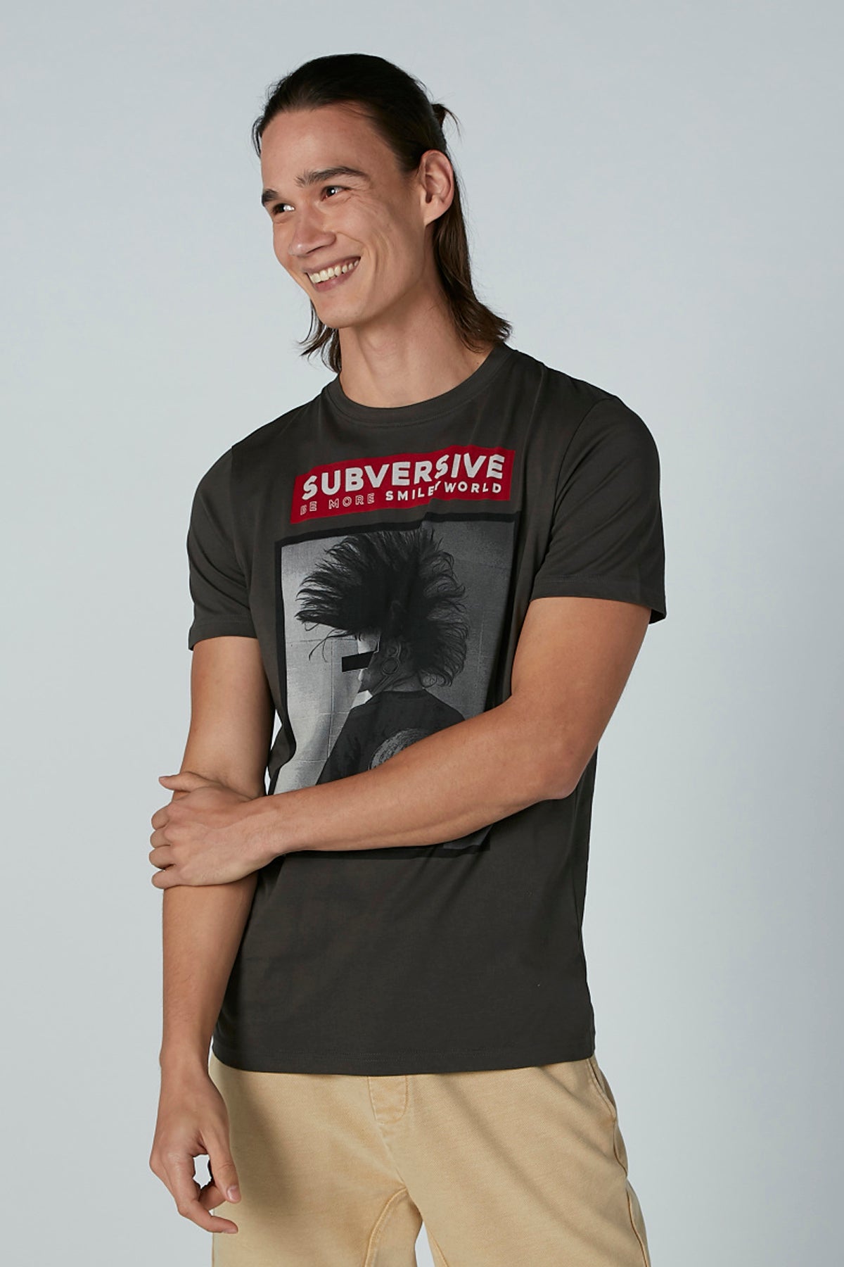 Printed T-shirt with Round Neck and Short Sleeves