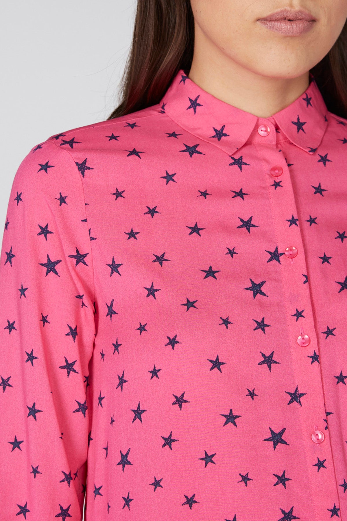 Printed Shirt with Long Sleeves and High Low Hem