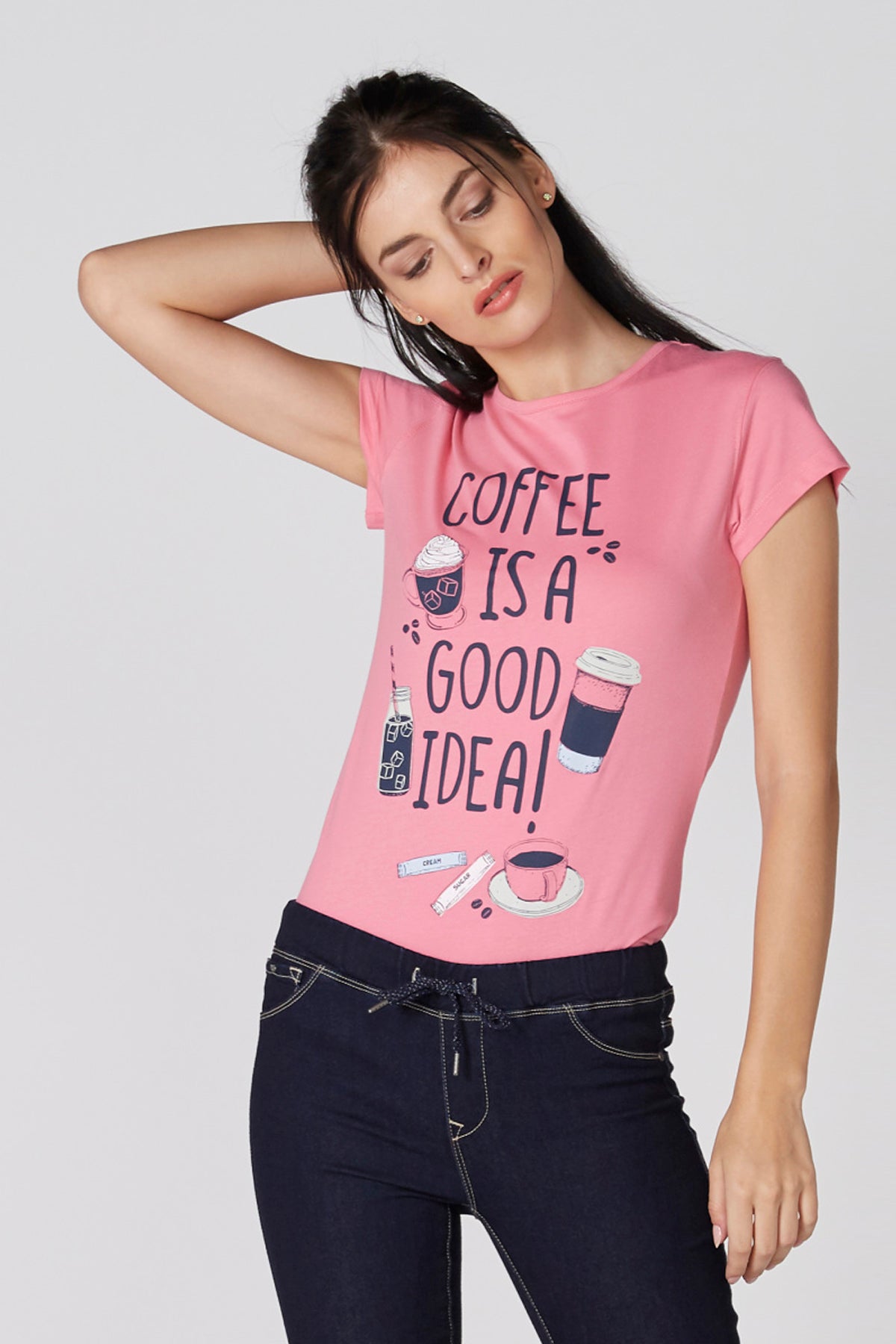 Printed T-Shirt with Round Neck and Short Sleeves