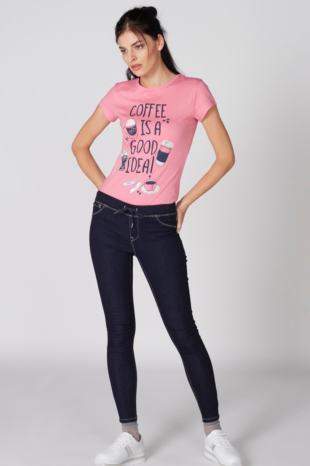Printed T-Shirt with Round Neck and Short Sleeves