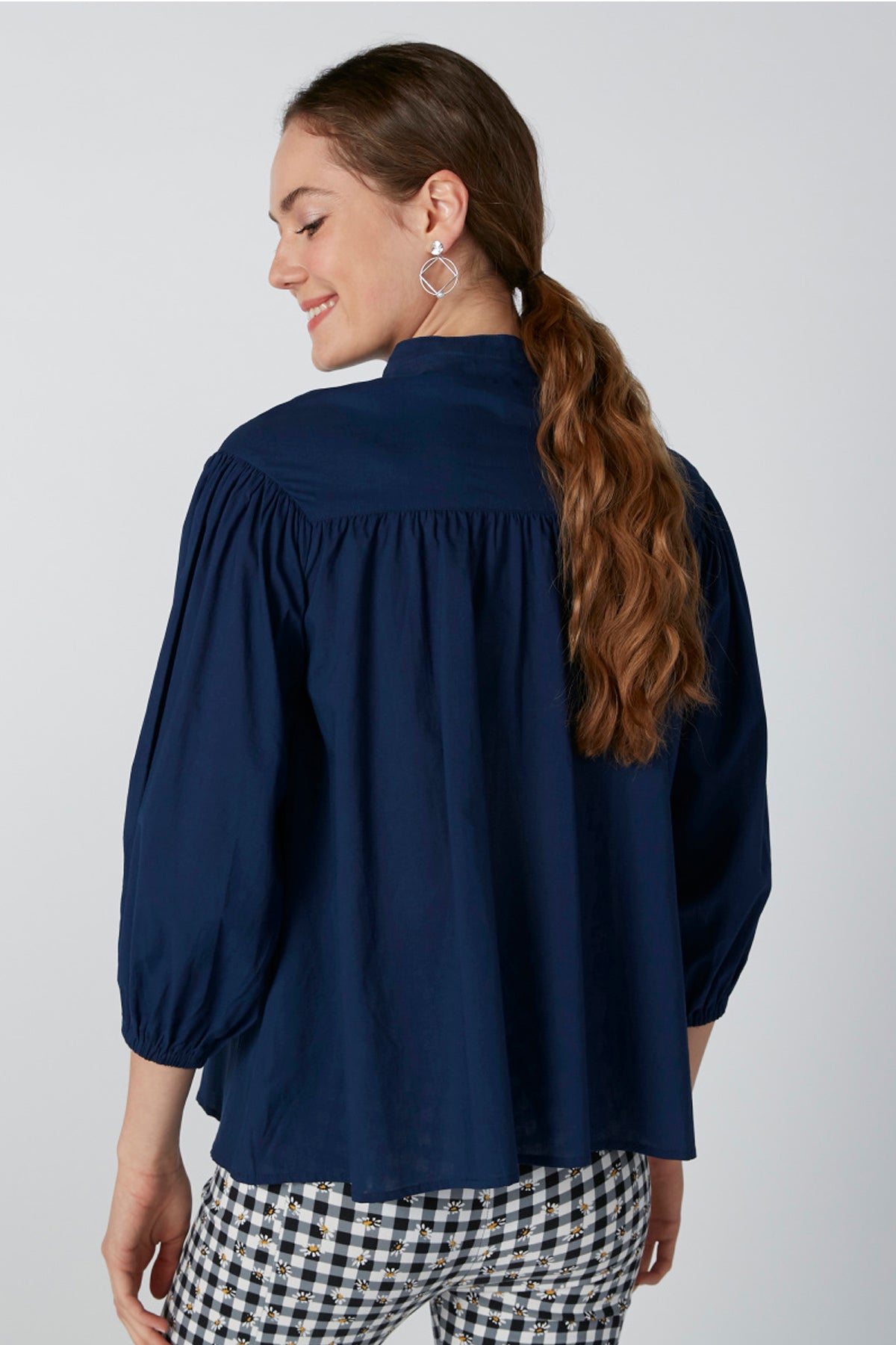 Sustainability Longline Shirt with Mandarin Neck