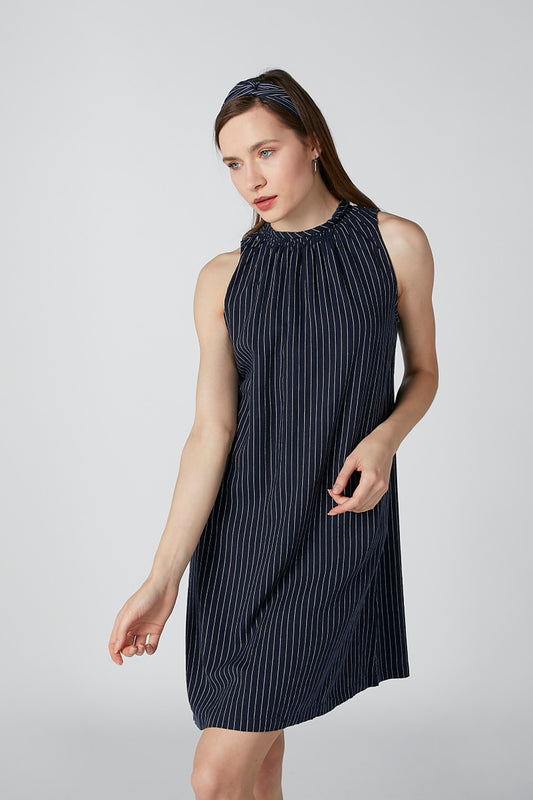 Striped Sleeveless Tunic with Round Neck