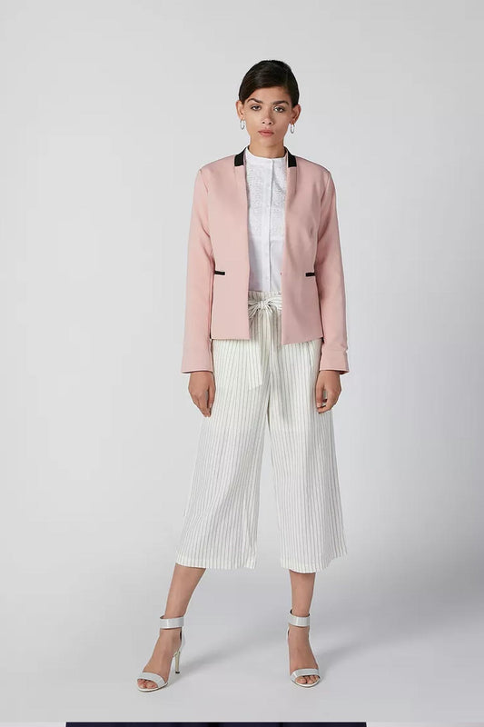 Wide Fit Striped Formal Culottes with Tie Up