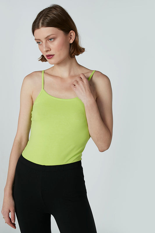 Plain Camisole with Scoop Neck and Spaghetti Straps