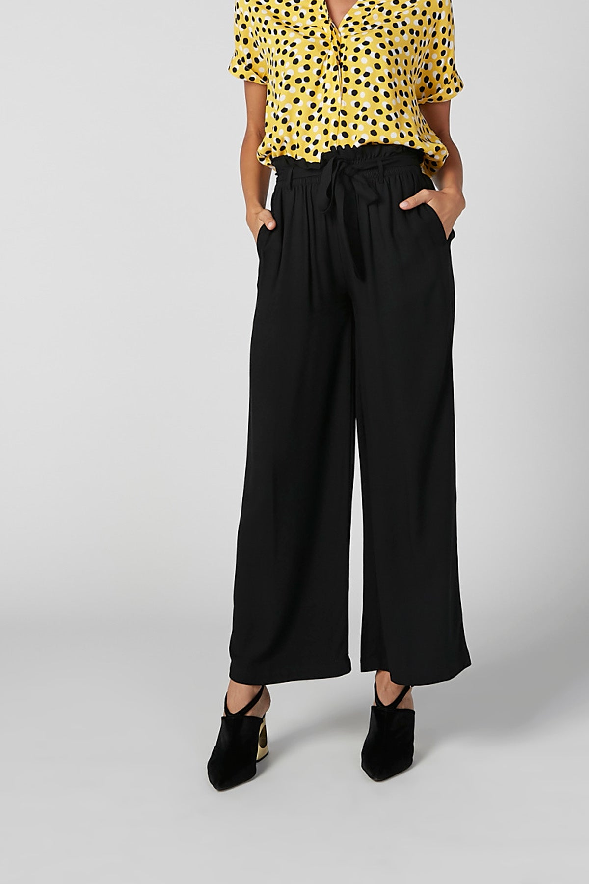 Plain Flexi Waist Palazzo Pants with Tie Ups