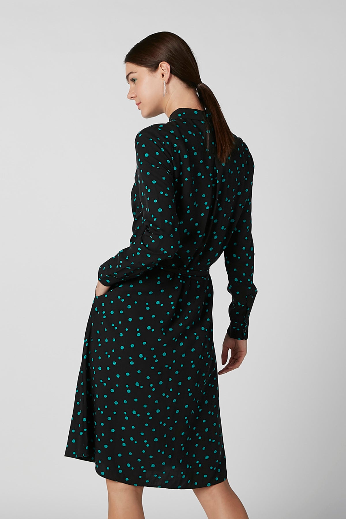 Printed Shirt Dress with Long Sleeves and Tie Ups