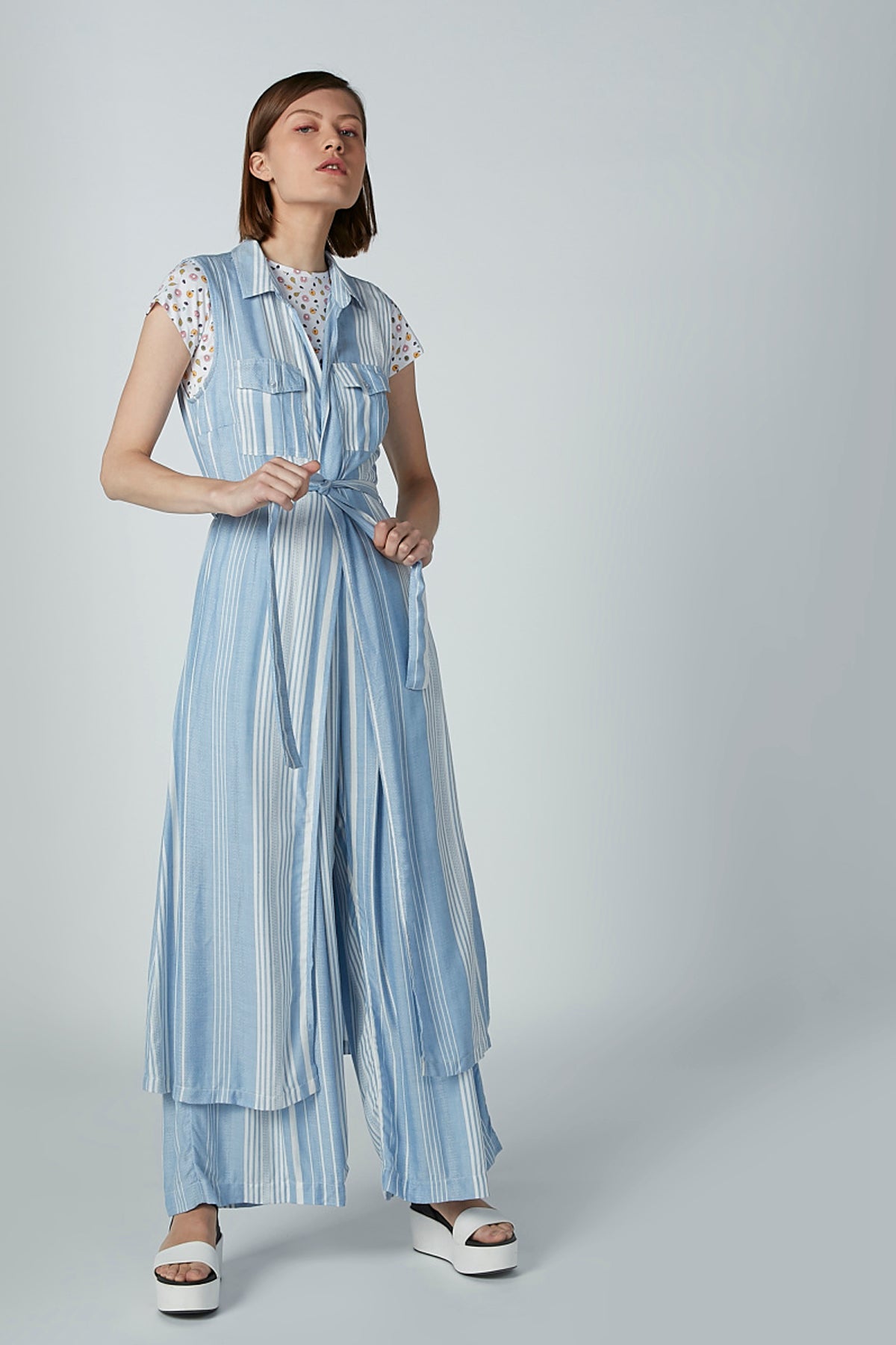 Printed T-shirt with Round Neck and Cap Sleeves