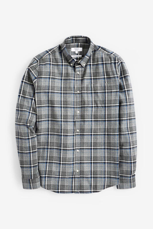 Brushed Flannel Check Long Sleeve Shirt