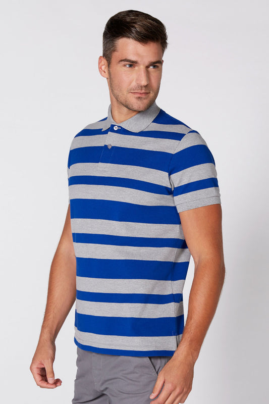 Striped Polo Neck Shirt with Short Sleeves