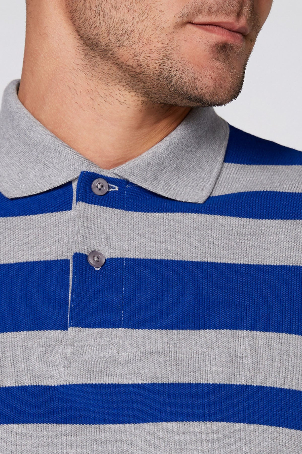 Striped Polo Neck Shirt with Short Sleeves