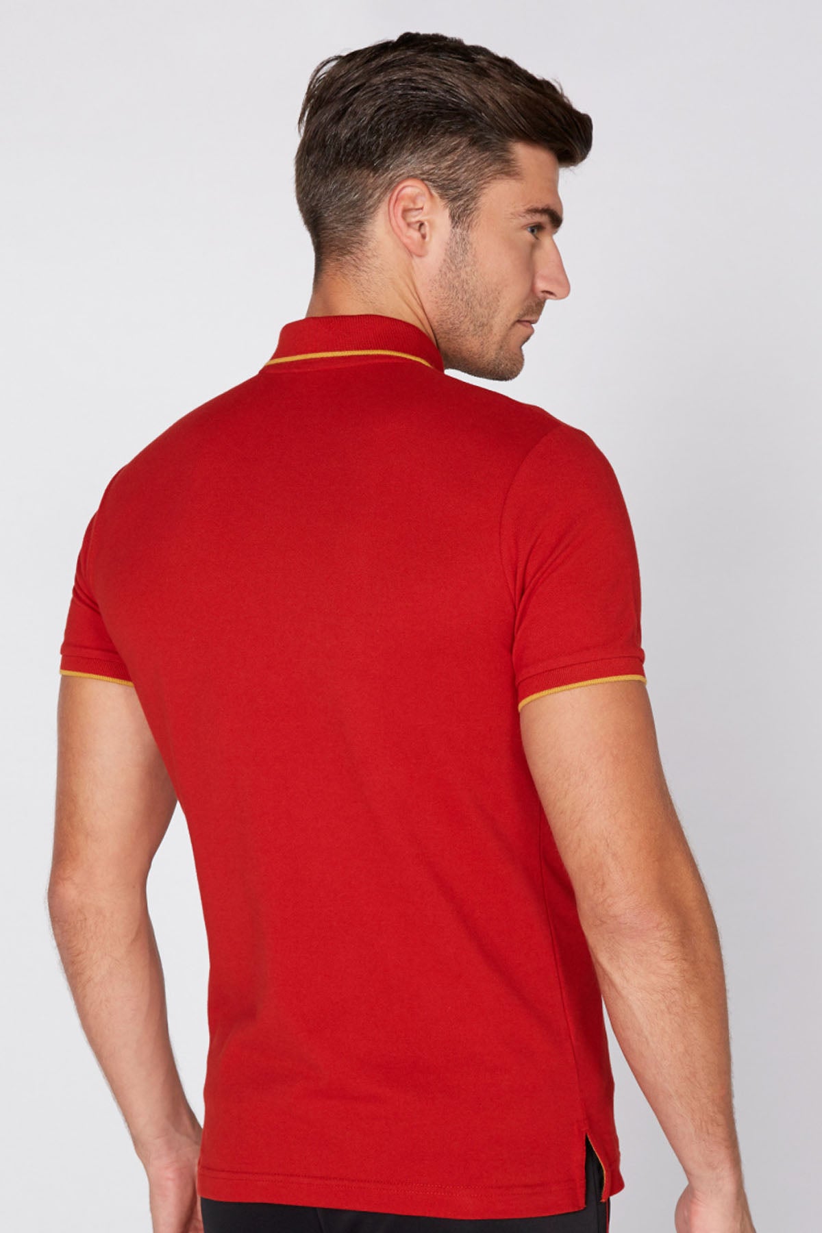Embroidered T-shirt with Polo Neck and Short Sleeves