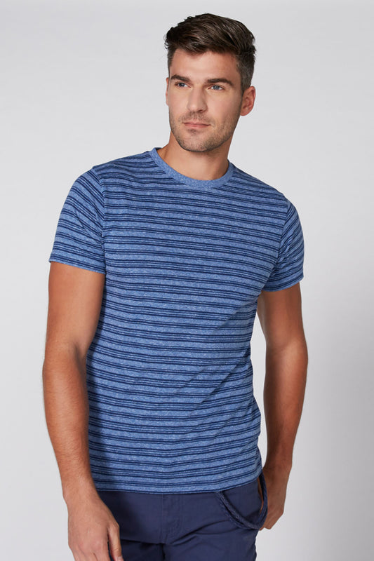 Striped T-Shirt with Round Neck and Short Sleeves