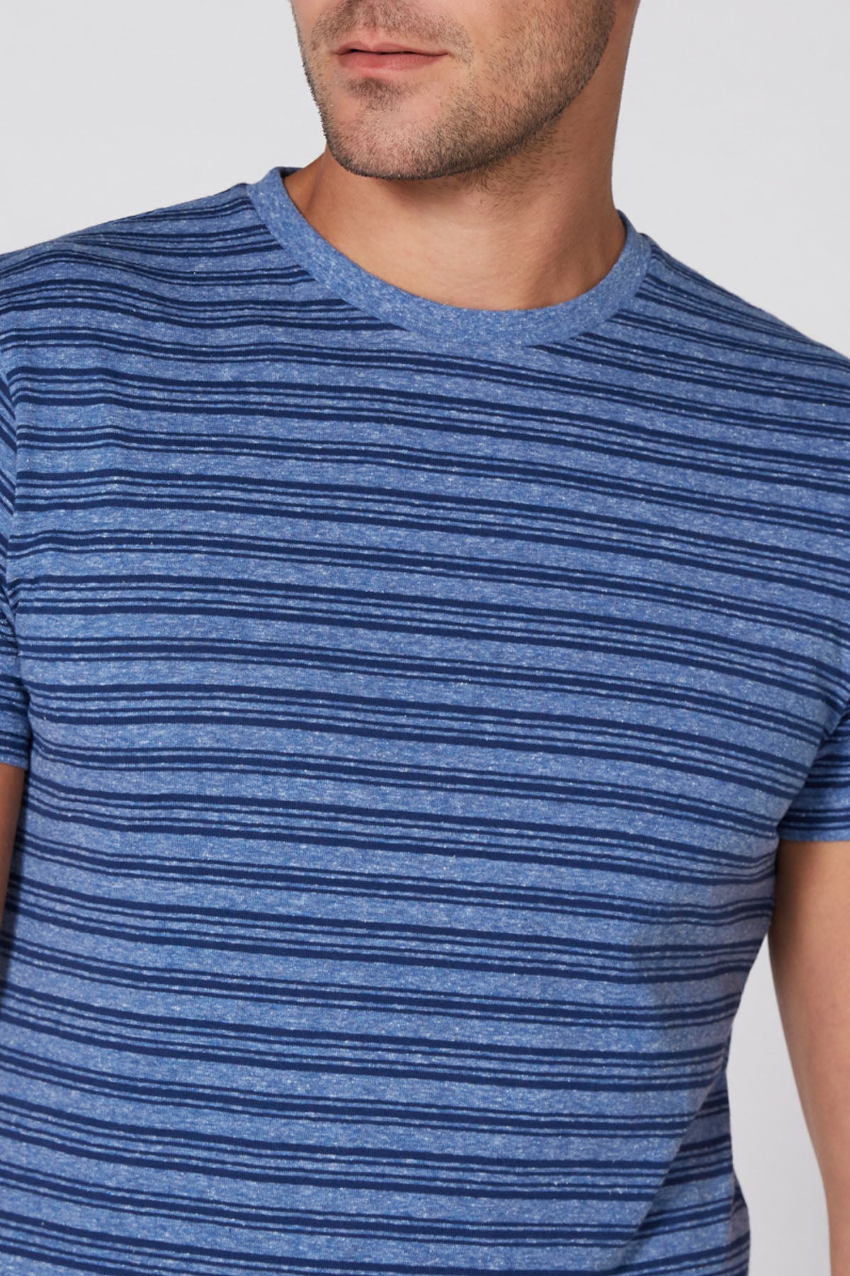 Striped T-Shirt with Round Neck and Short Sleeves