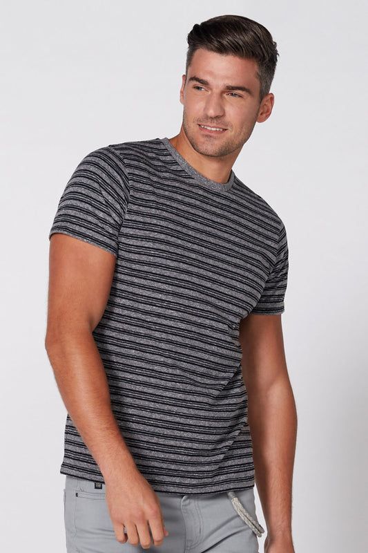 Striped T-Shirt with Round Neck and Short Sleeves