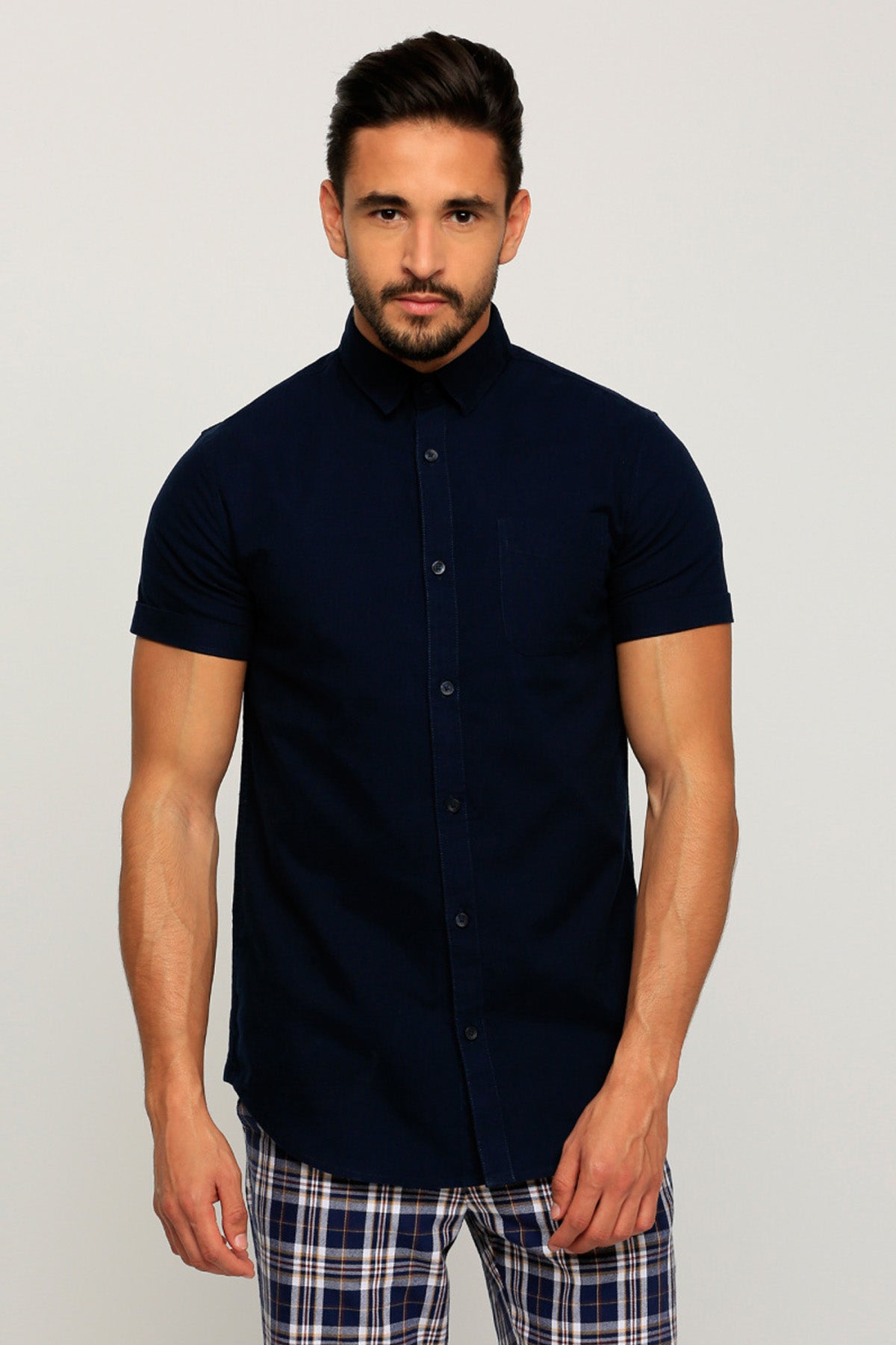 Short Sleeves Shirt with Complete Placket