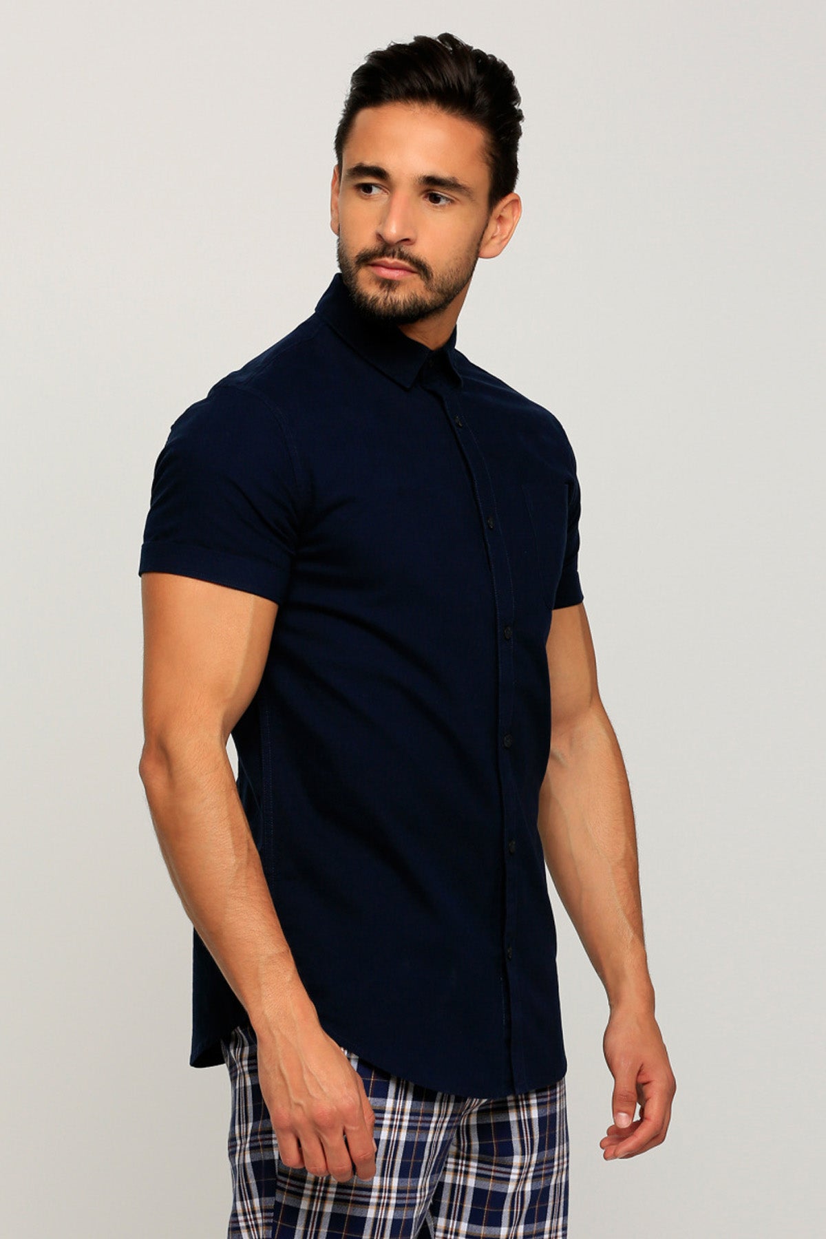 Short Sleeves Shirt with Complete Placket