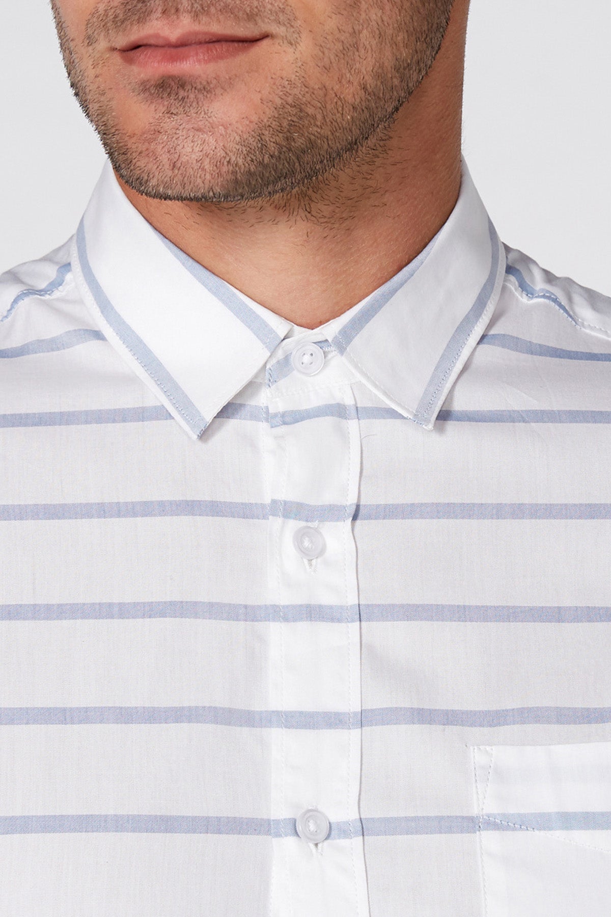 Striped Shirt with Long Sleeves and Complete Placket