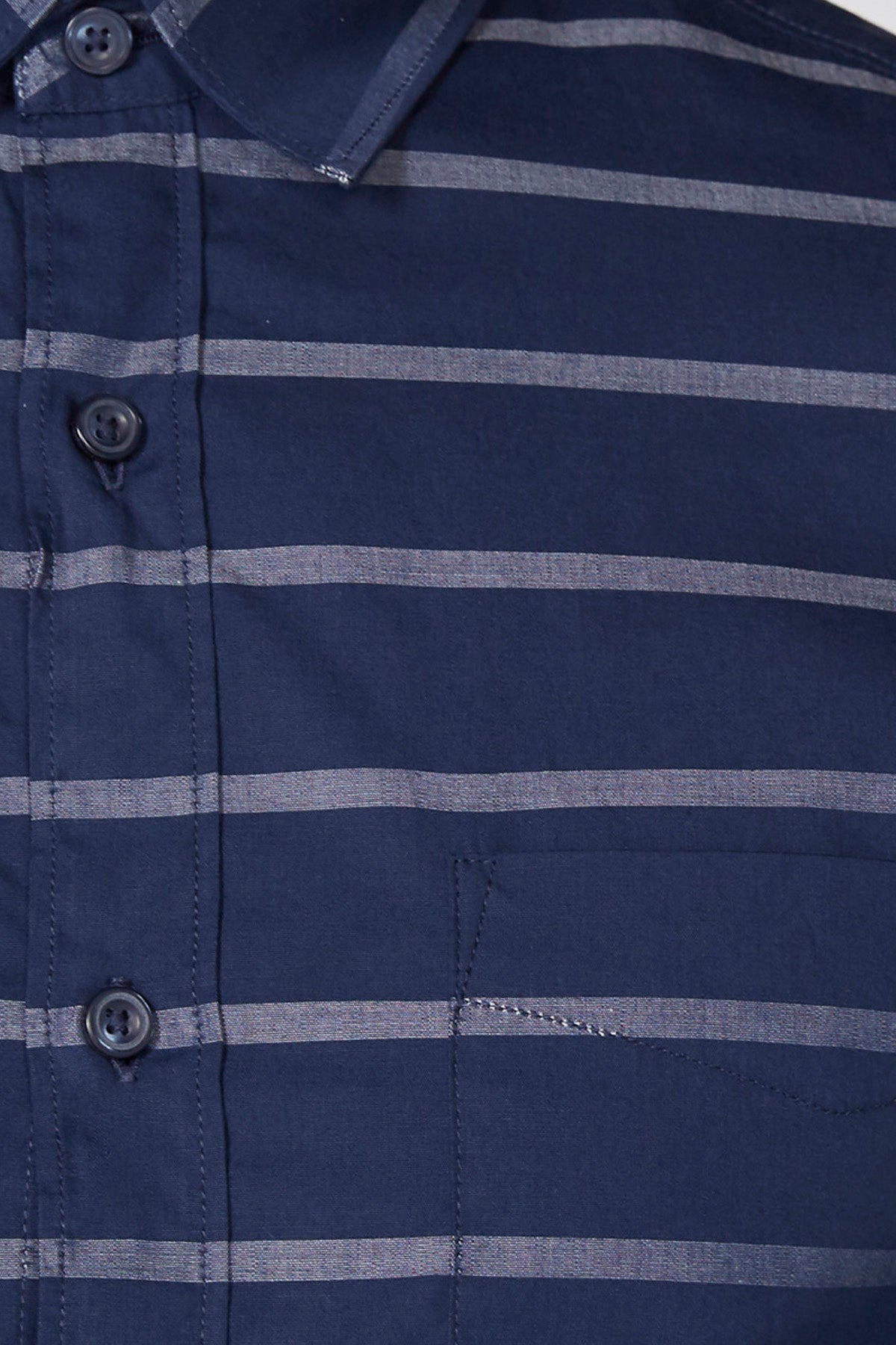 Striped Shirt with Long Sleeves and Complete Placket