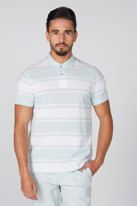 Striped Polo Neck T-Shirt with Short Sleeves