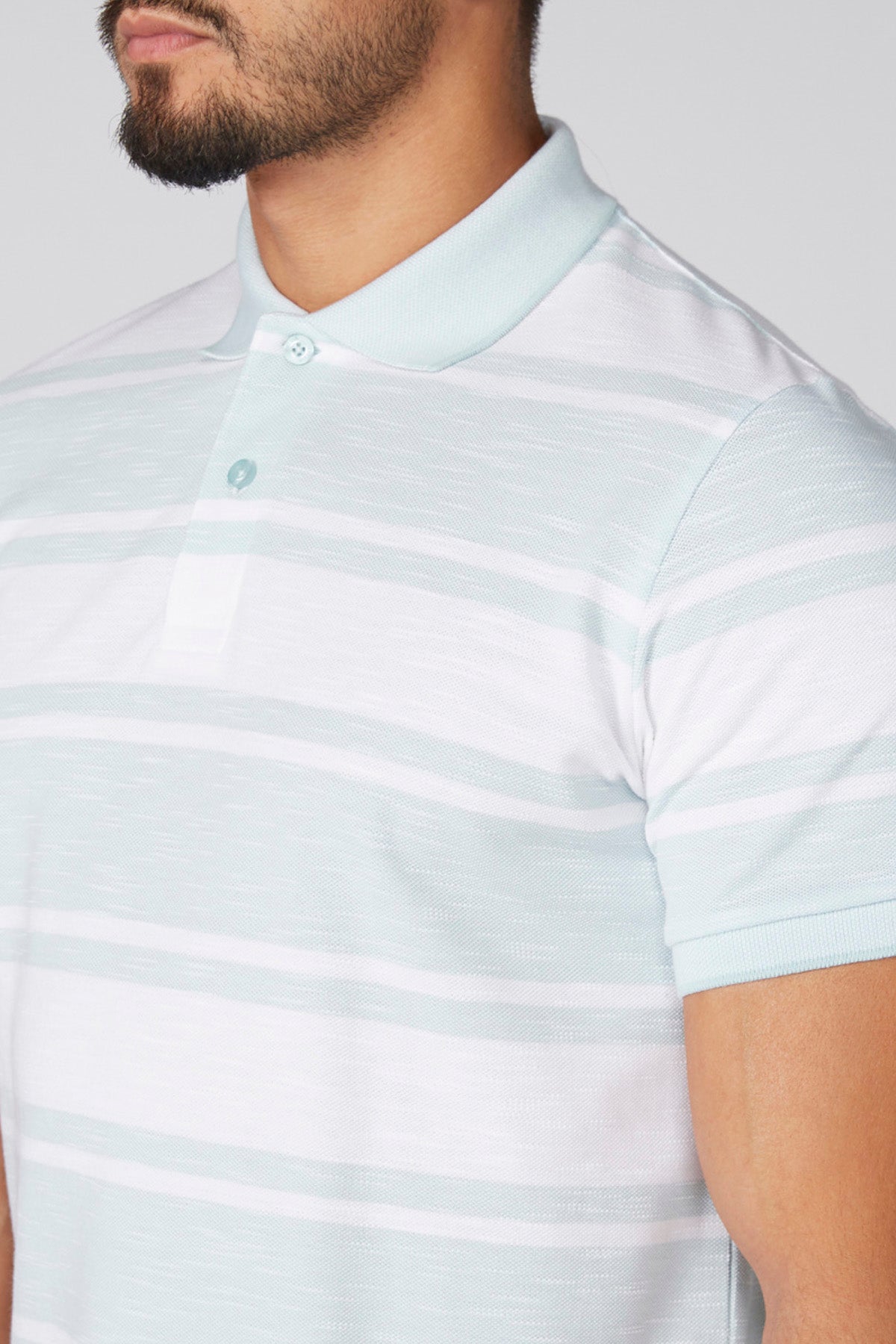 Striped Polo Neck T-Shirt with Short Sleeves