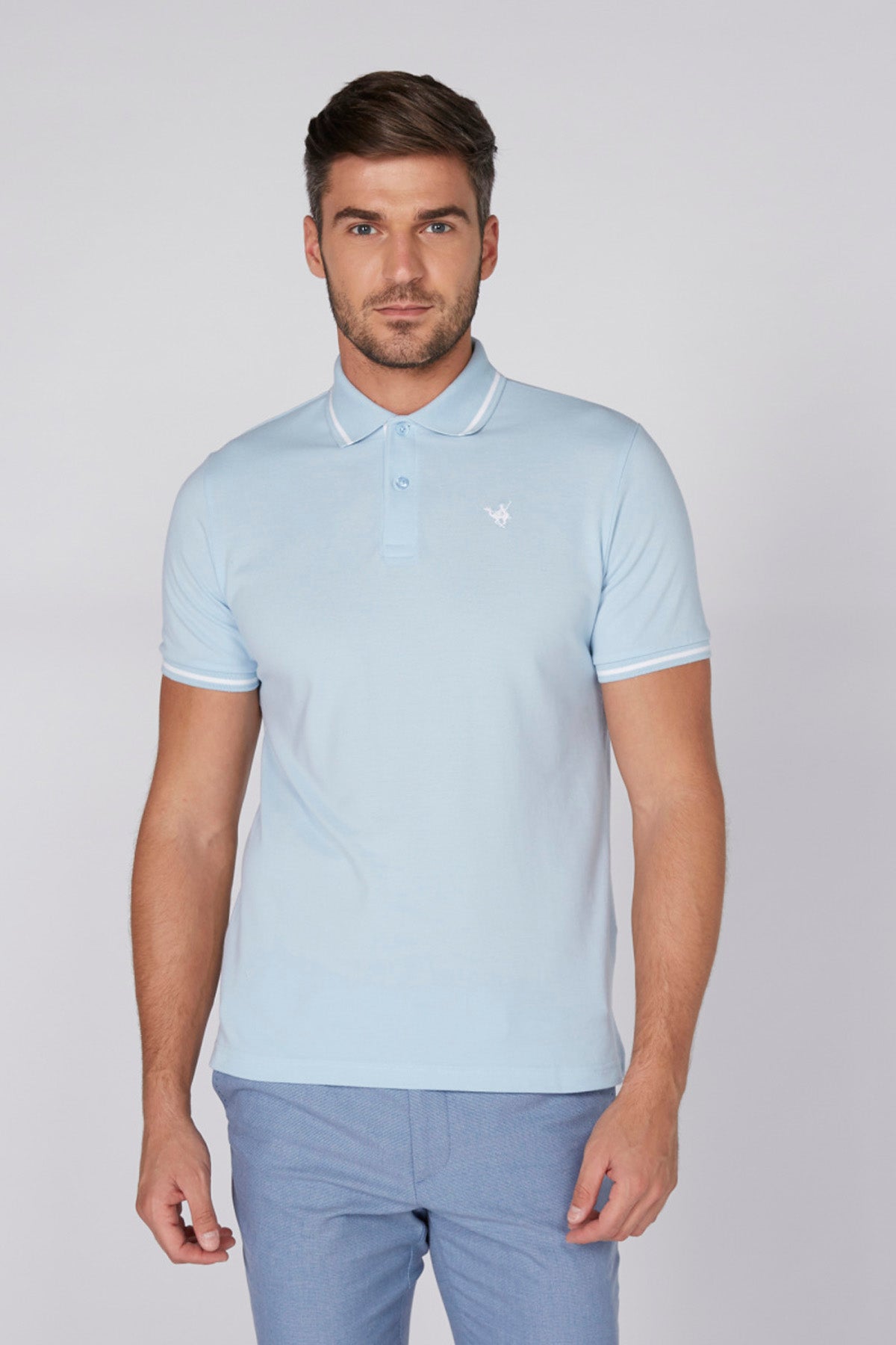 Polo Neck T-Shirt with Short Sleeves
