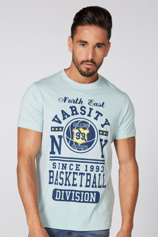 Printed T-Shirt with Crew Neck and Short Sleeves