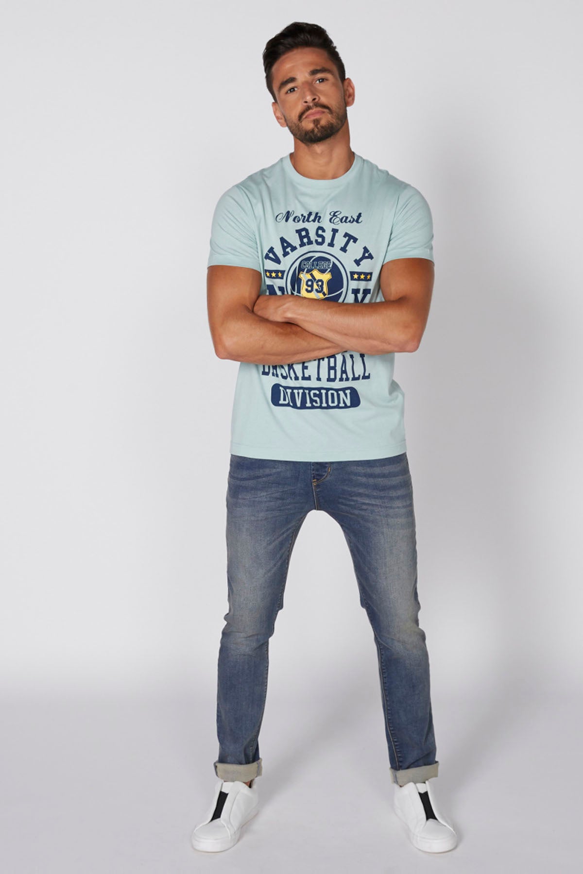 Printed T-Shirt with Crew Neck and Short Sleeves