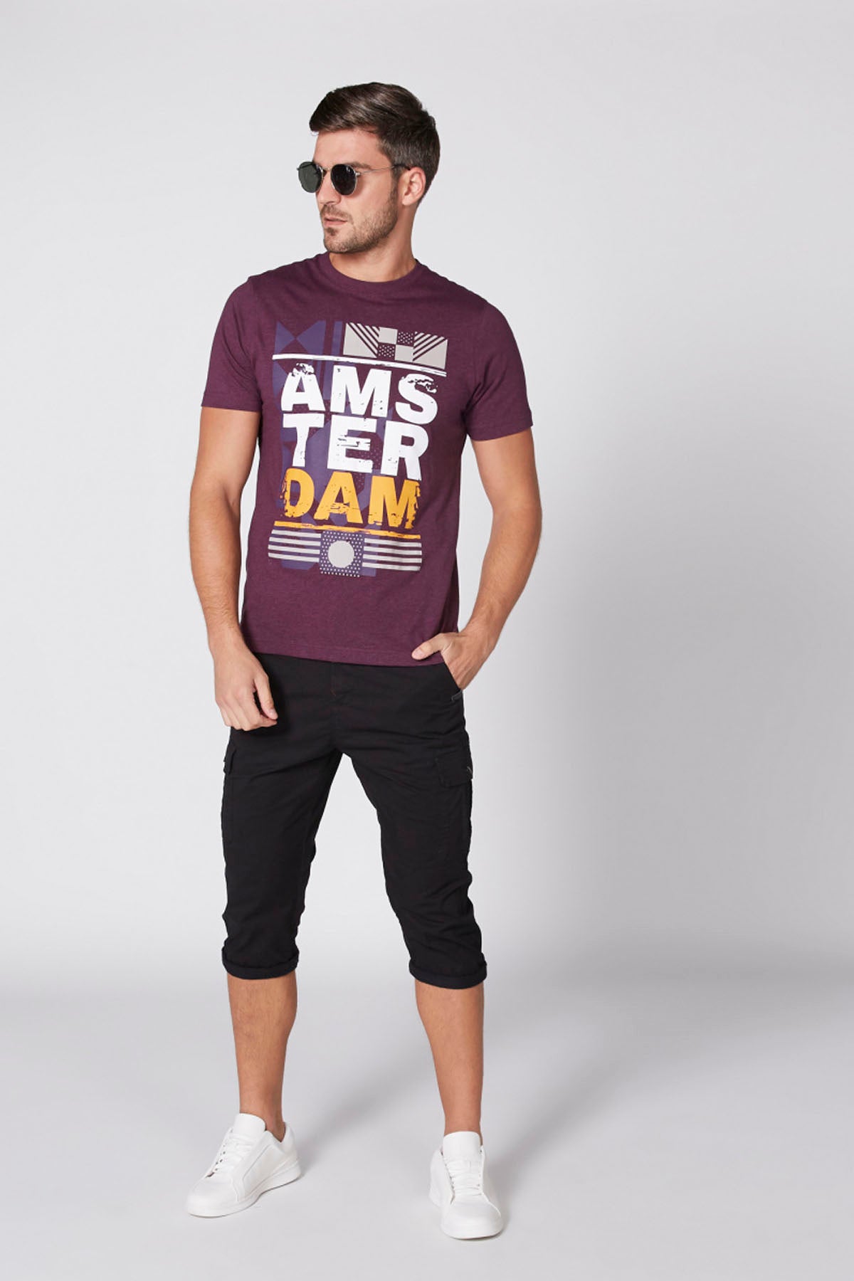 Printed T-Shirt with Crew Neck and Short Sleeves