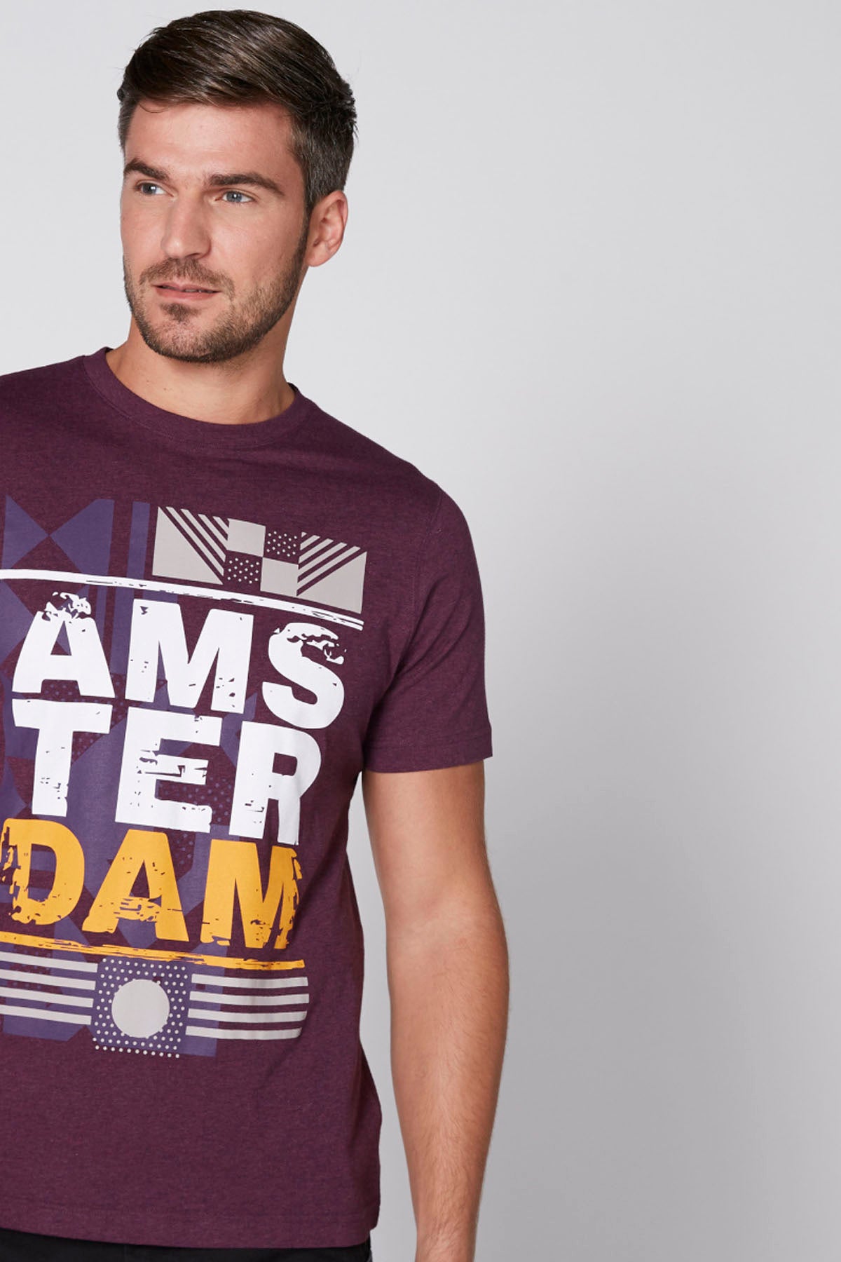 Printed T-Shirt with Crew Neck and Short Sleeves