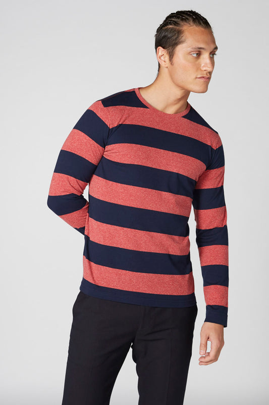 Striped T-Shirt with Crew Neck and Long Sleeves