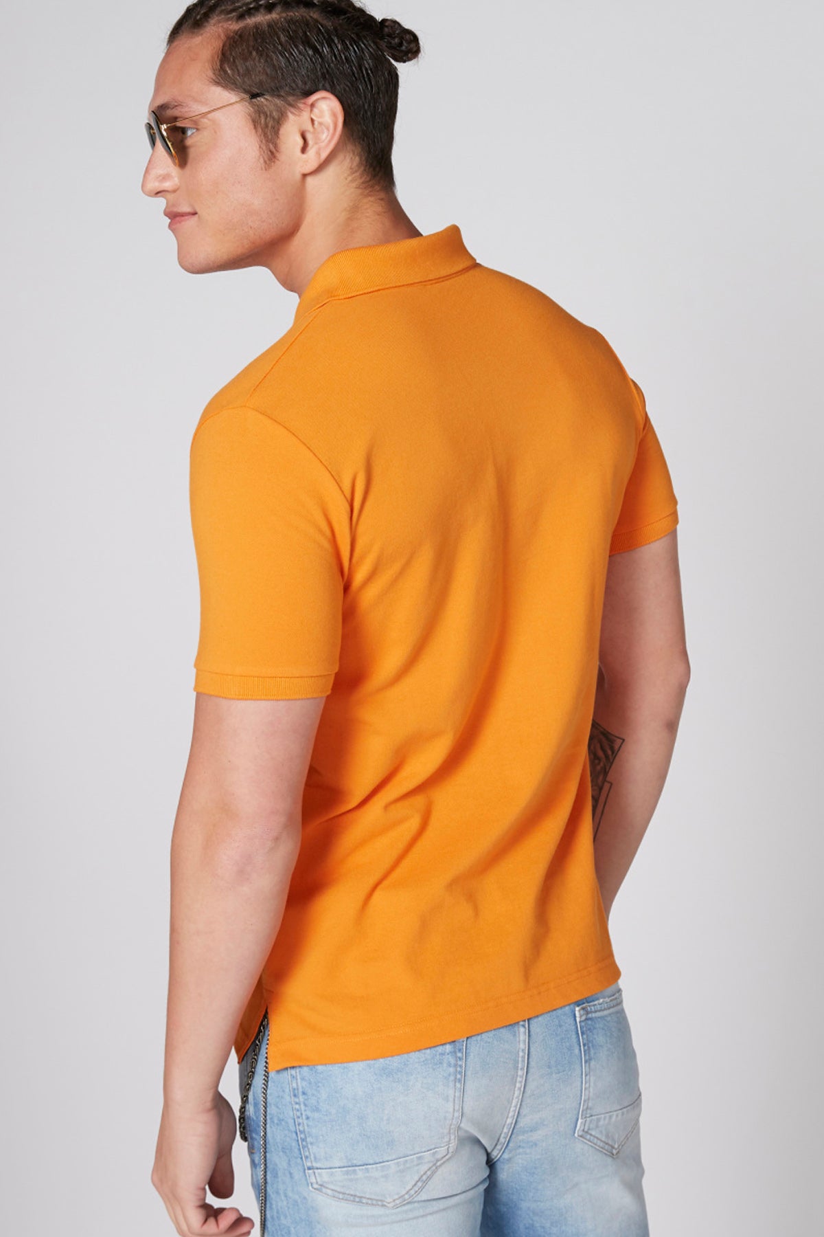 Embroidered T-Shirt with Polo Neck and Short Sleeves