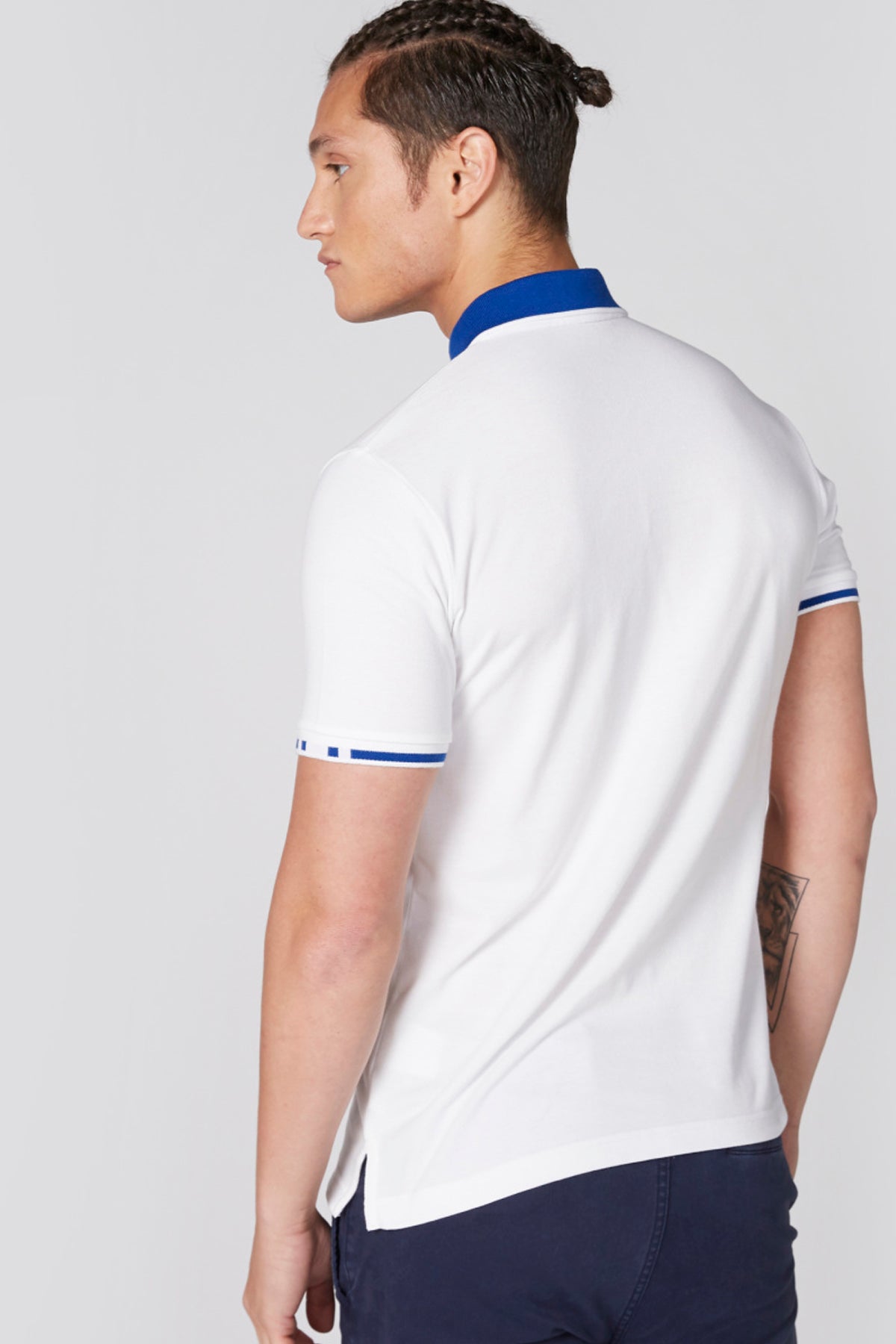 Embroidered T-Shirt with Polo Neck and Short Sleeves