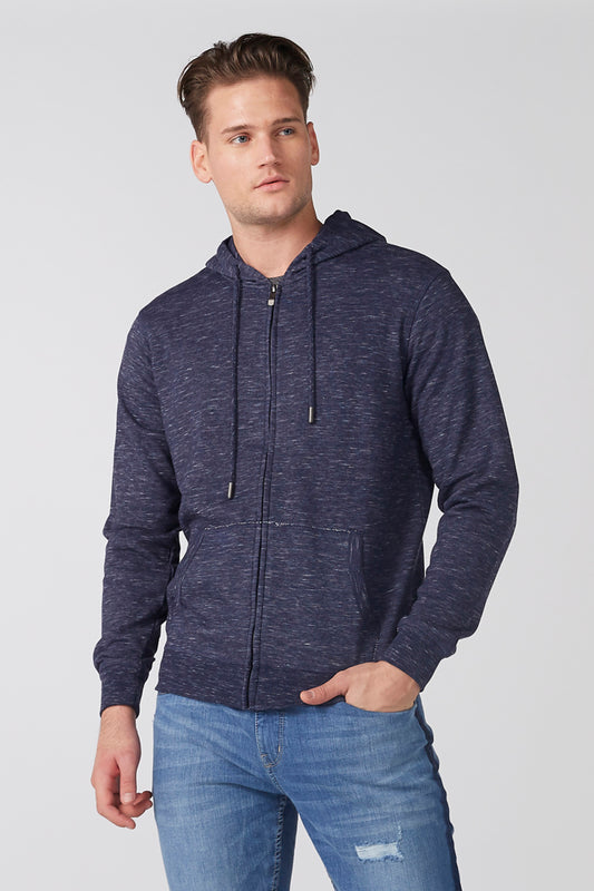 Textured Long Sleeves Jacket with Hood and Zip Closure